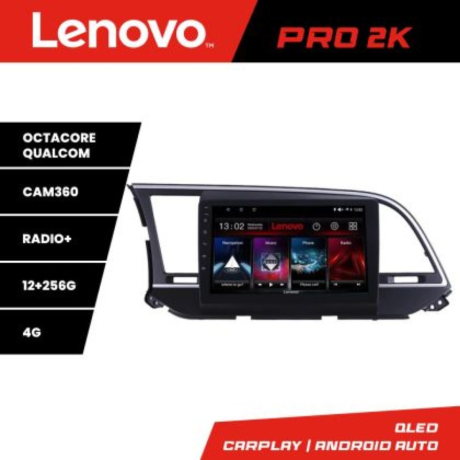 Navigatie Hyundai Elantra 2015-2018 Lenovo Kit-581 8 core QLED 2K 12+256 360 Android Waze USB Navigatie Internet Youtube Radio - imagine 5