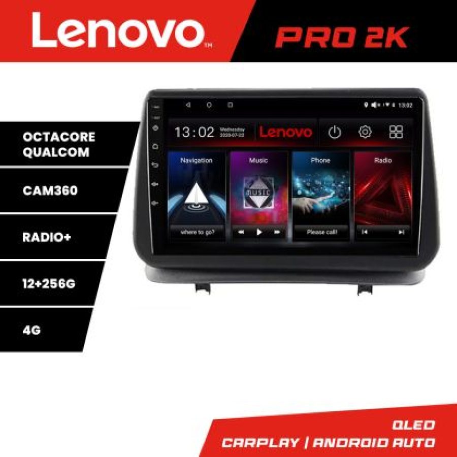 NavigatieRenault Clio 3 2005-2013 Lenovo Kit-Clio3 8 core QLED 2K 12+256 360 Android Waze USB Navigatie Internet Youtube Radio - imagine 5