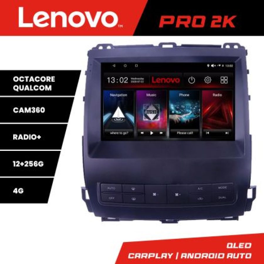 Navigatie Toyota Prado J120 2002-2009 Lenovo Kit- j120 8 core QLED 2K 12+256 360 Android Waze USB Navigatie Internet Youtube Radio - imagine 5