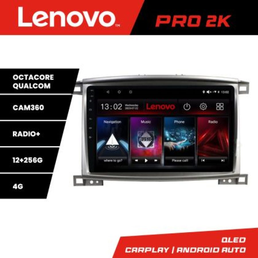 Navigatie Toyota Land Cruiser L100 2002-2008 Lenovo Kit-L100 8 core QLED 2K 12+256 360 Android Waze USB Navigatie Internet Youtube Radio - imagine 3