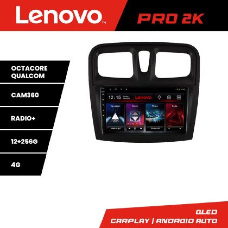 Navigatie Dacia Sandero 2012-2020 var B Android radio gps internet quad core 8 core QLED 2K 12+256 360 Lenovo - imagine 3