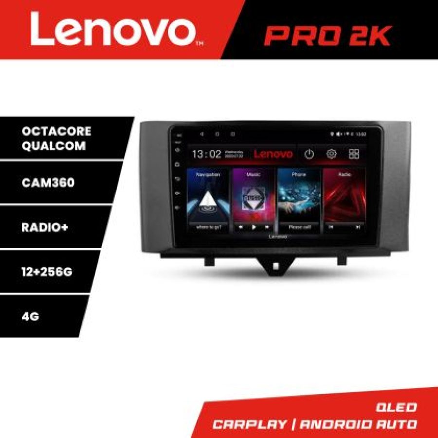 Navigatie Smart For Two 2010-2015 Lenovo Kit-Smart10 8 core QLED 2K 12+256 360 Android Waze USB Navigatie Internet Youtube Radio - imagine 5