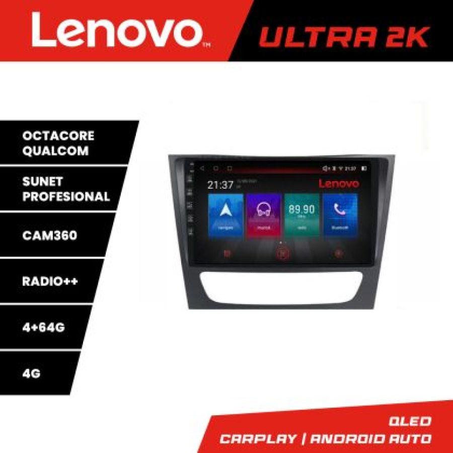 Navigatie Mercedes W211 W219 Lenovo Kit-090 8 core QLED Qualcomm 4+64 360 Android Waze USB Navigatie Internet Youtube Radio - imagine 3