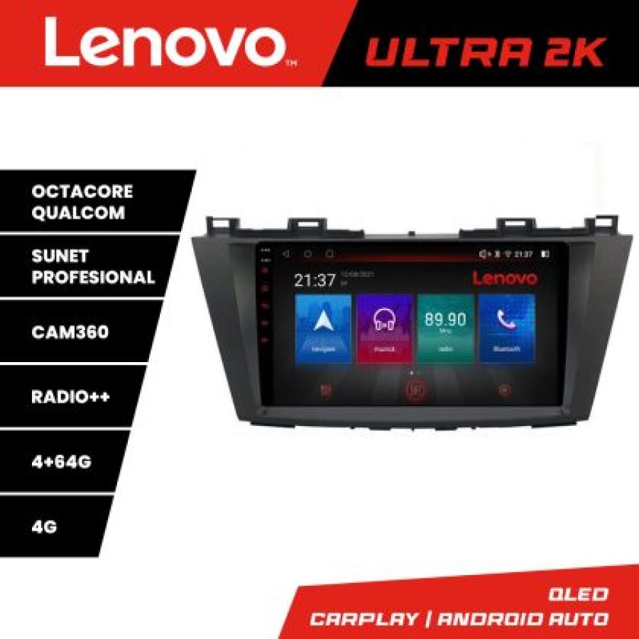 Navigatie Mazda 5 2010-2017 Lenovo Kit-117 8 core QLED Qualcomm 4+64 360 Android Waze USB Navigatie Internet Youtube Radio - imagine 3