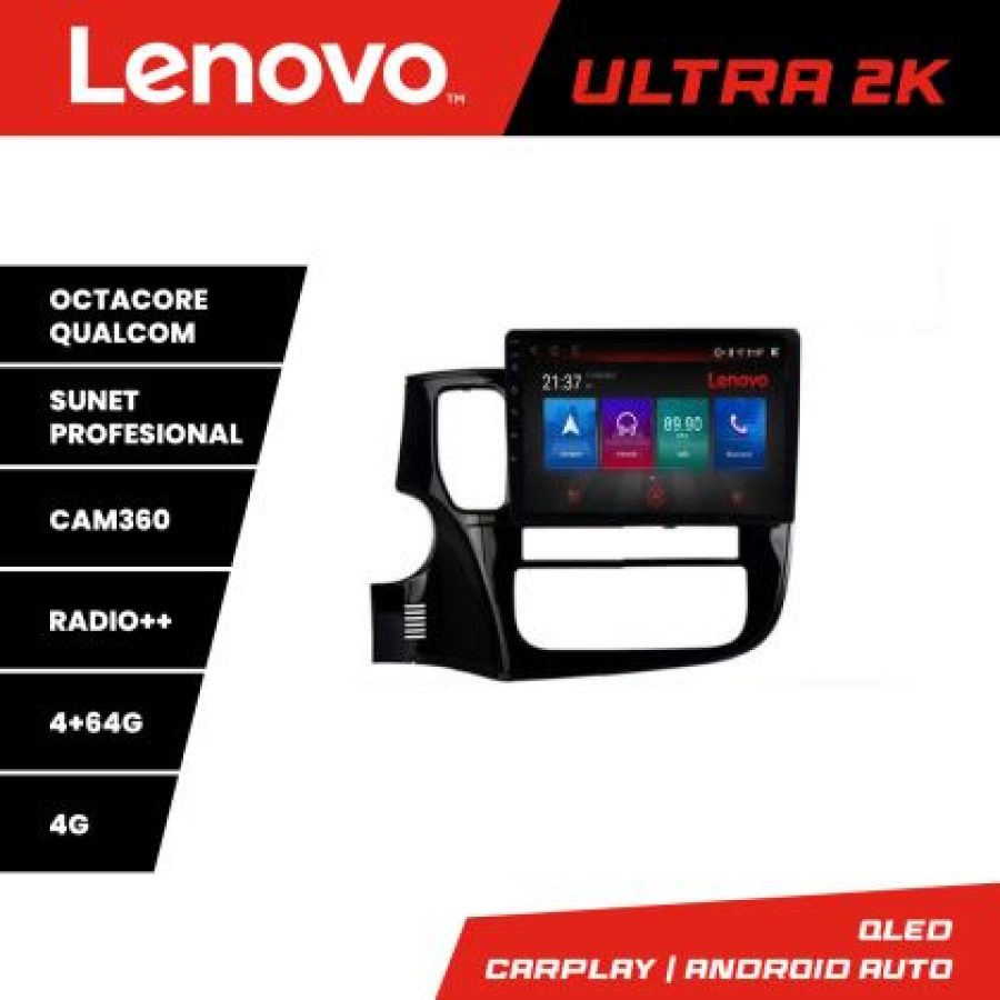 Navigatie Mitsubishi Outlander 2014- Lenovo Kit-1230 8 core QLED Qualcomm 4+64 360 Android Waze USB Navigatie Internet Youtube Radio - imagine 3