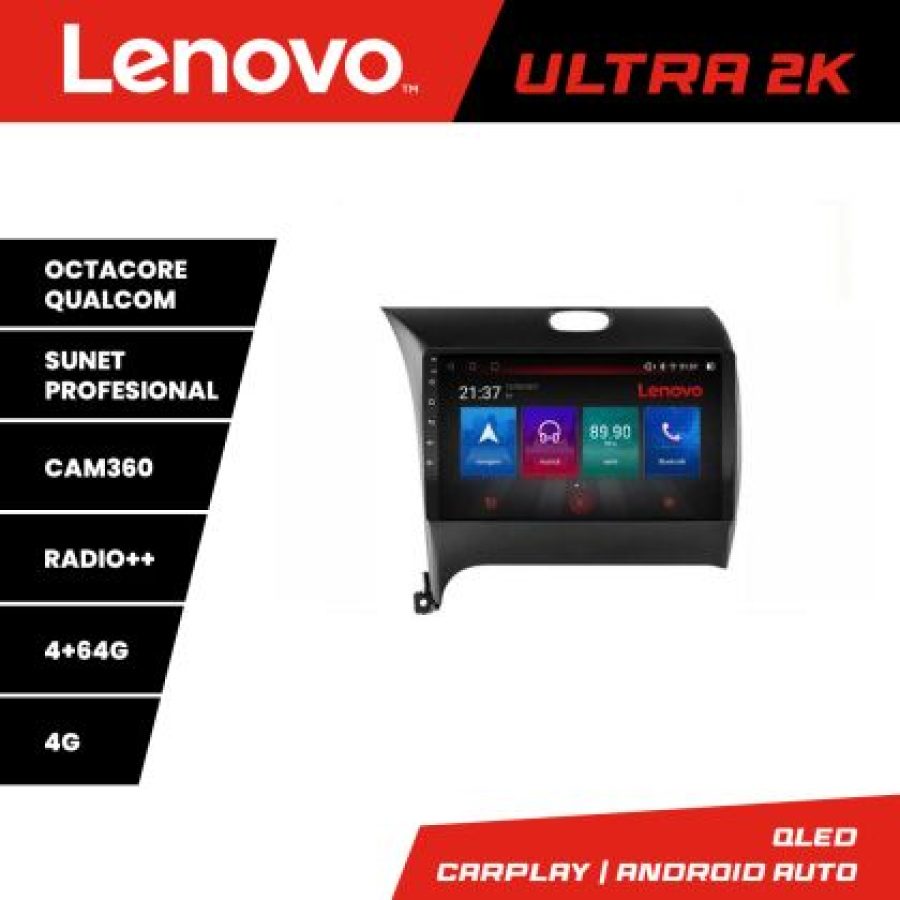 Navigatie Kia Cerato 2013-2017 Lenovo Kit-1562 8 core QLED Qualcomm 4+64 360 Android Waze USB Navigatie Internet Youtube Radio - imagine 3