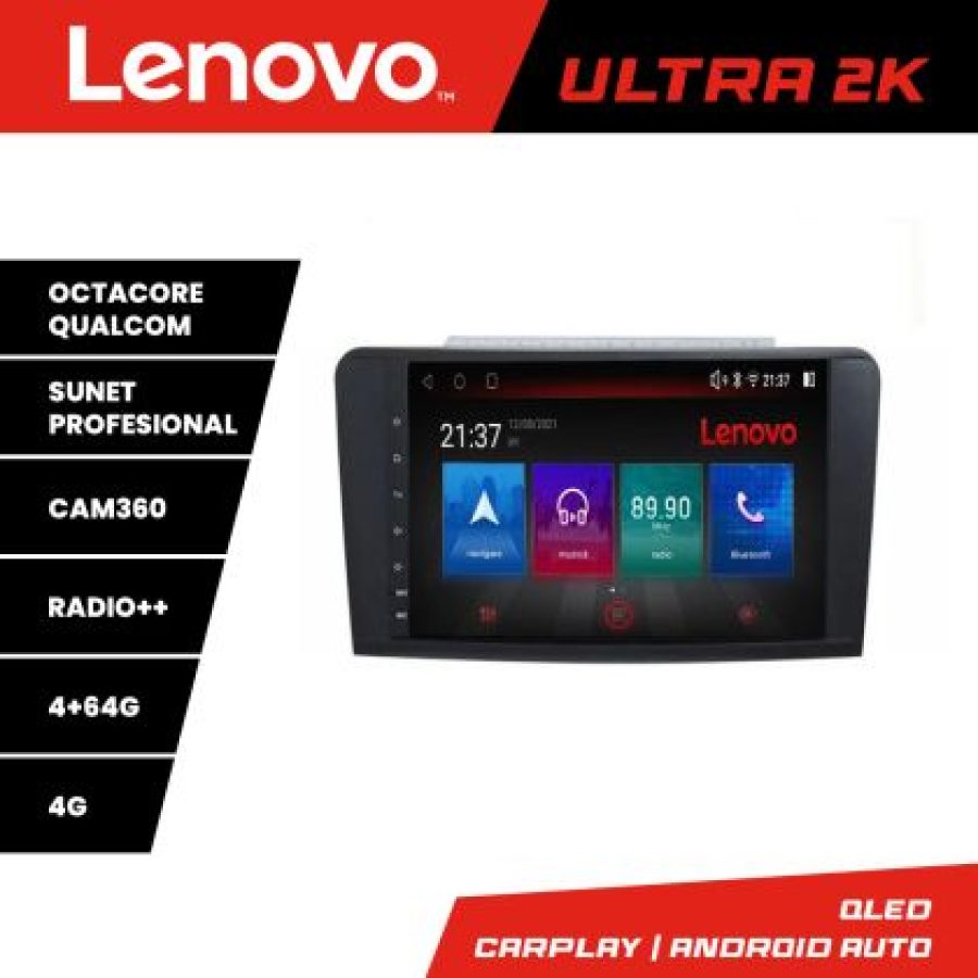 Navigatie Mercedes ML GL Lenovo Kit-213 8 core QLED Qualcomm 4+64 360 Android Waze USB Navigatie Internet Youtube Radio - imagine 3