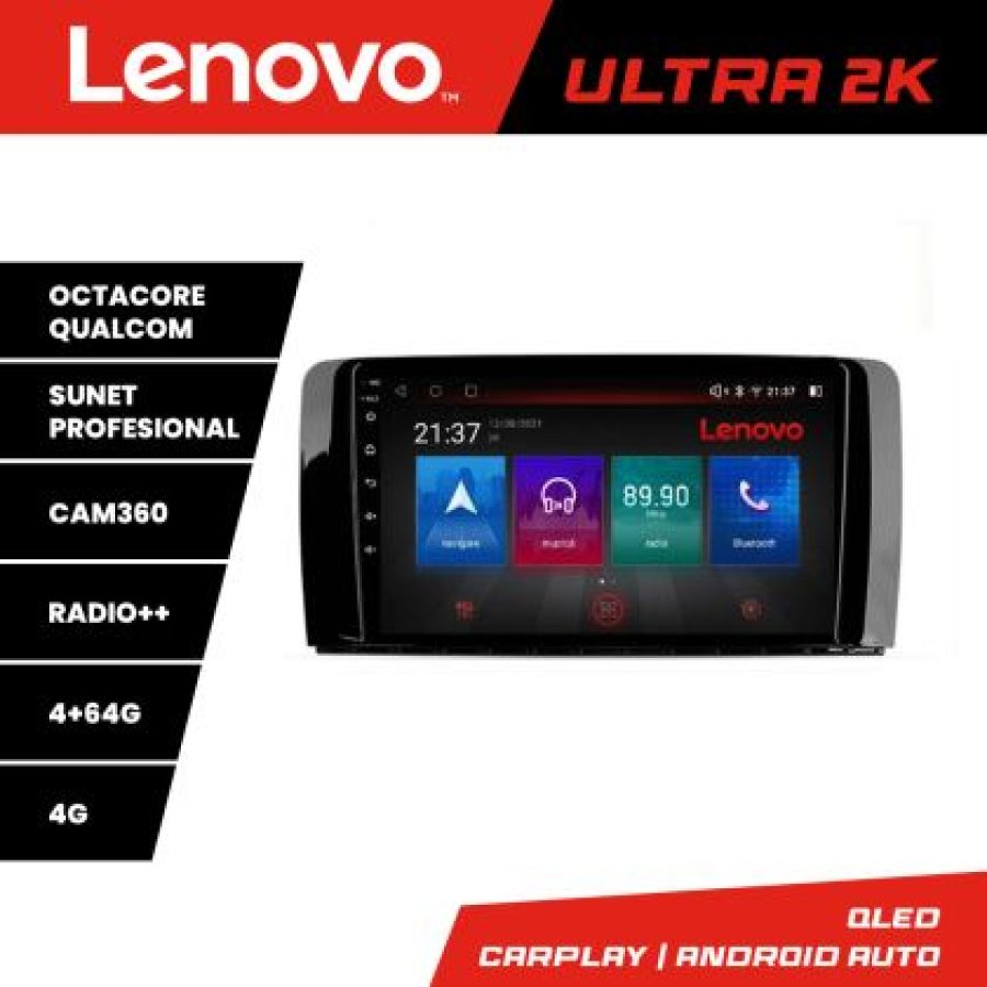 Navigatie Mercedes Clasa R Lenovo Kit-215 8 core QLED Qualcomm 4+64 360 Android Waze USB Navigatie Internet Youtube Radio - imagine 3