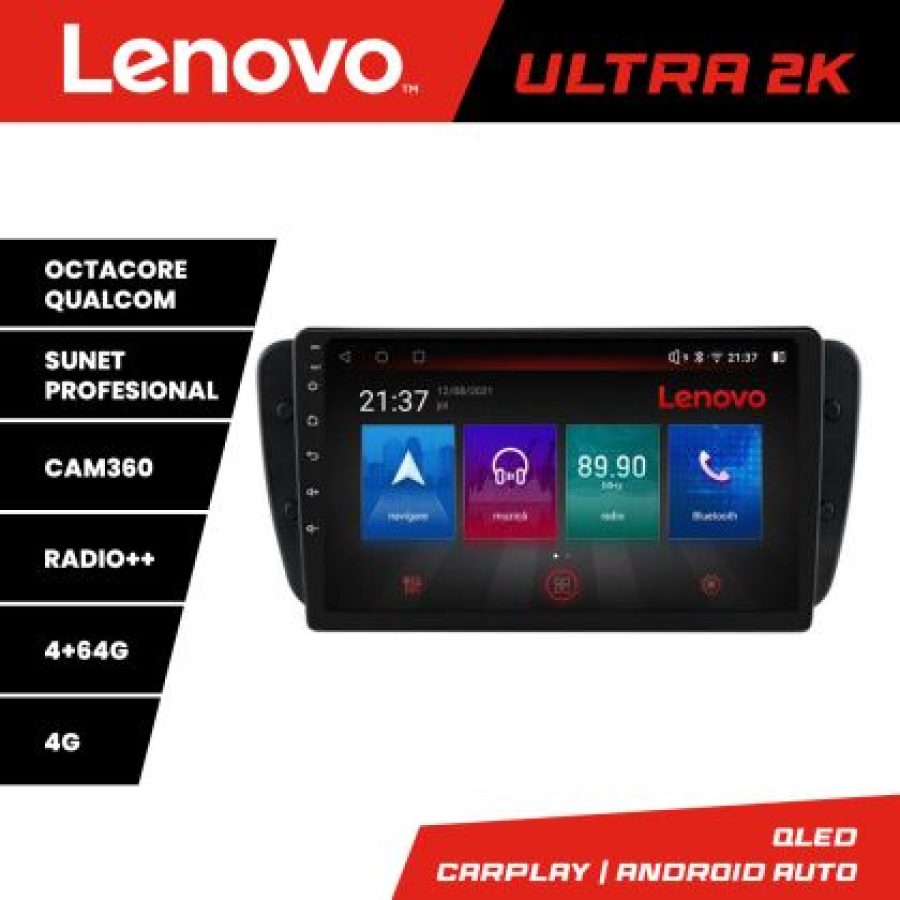 Navigatie Seat Ibiza 2008-2014 Lenovo Kit-246 8 core QLED Qualcomm 4+64 360 Android Waze USB Navigatie Internet Youtube Radio - imagine 3