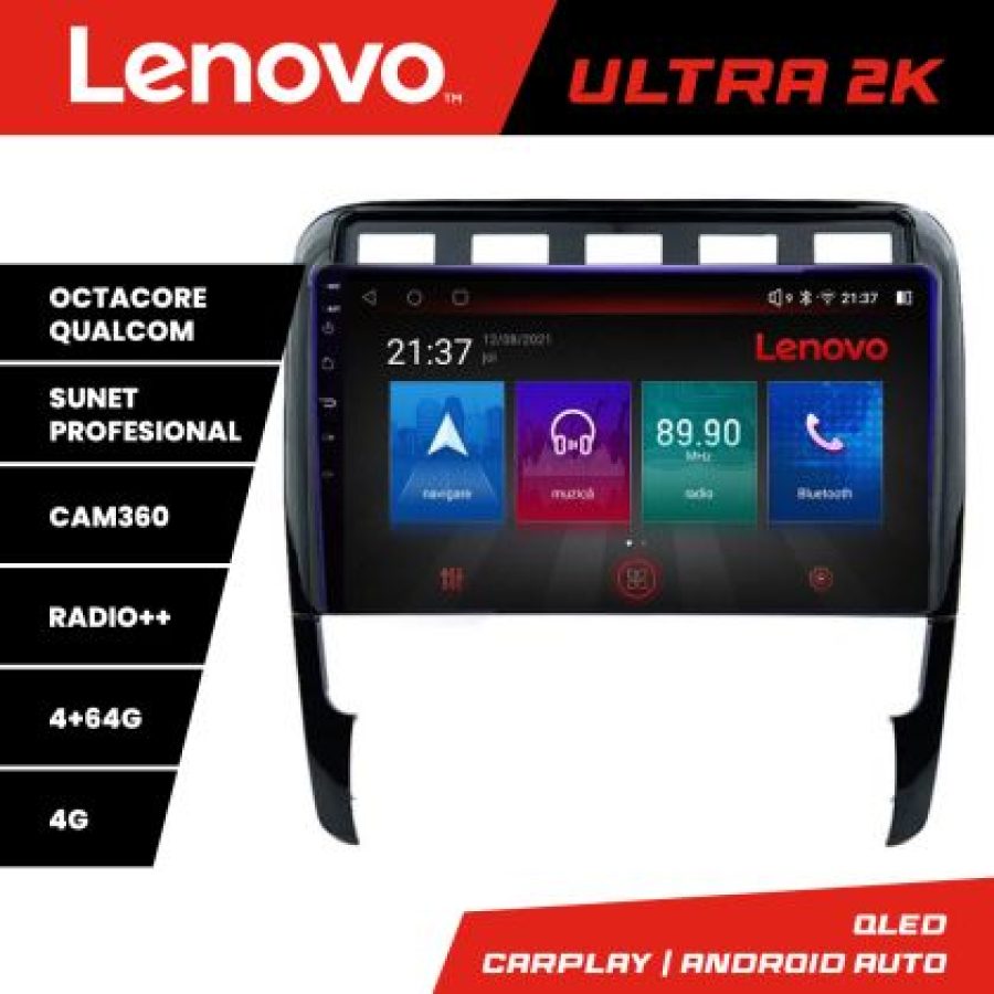 Navigatie Porsche Cayenne 2002-2011 Lenovo Kit-443 8 core QLED Qualcomm 4+64 360 Android Waze USB Navigatie Internet Youtube Radio - imagine 3