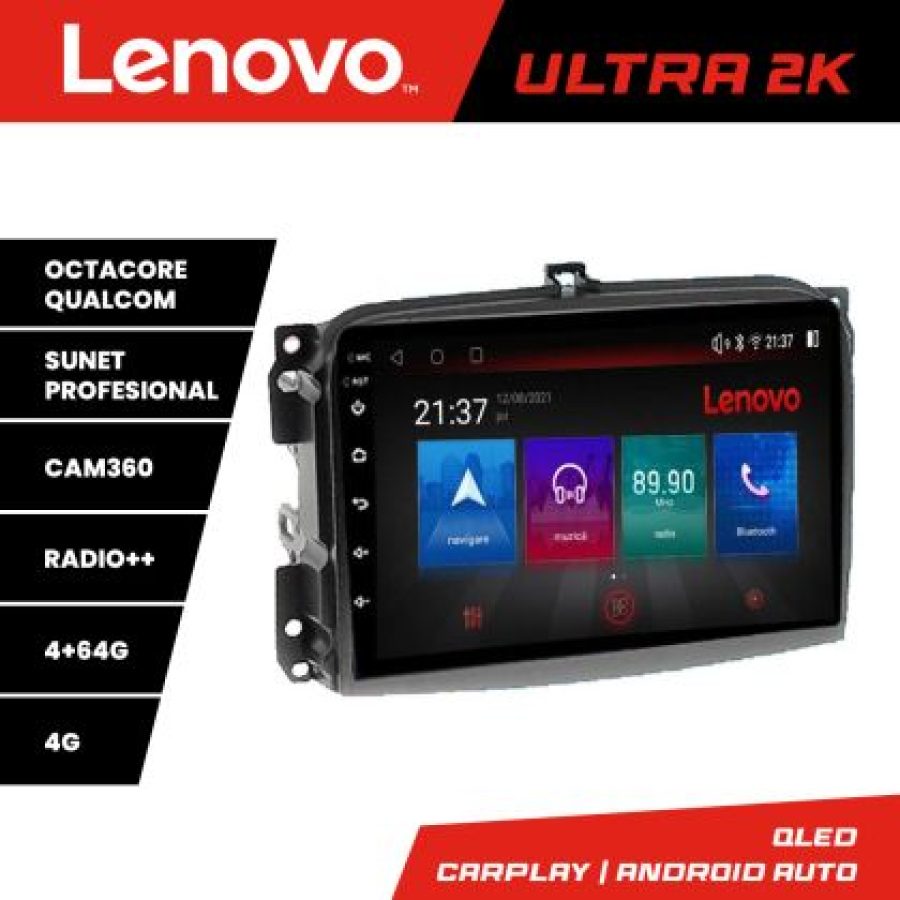 Navigatie Fiat 500L 2012-2017 Lenovo Kit-500L 8 core QLED Qualcomm 4+64 360 Android Waze USB Navigatie Internet Youtube Radio - imagine 3