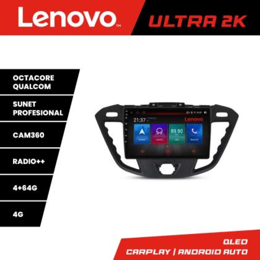 Navigatie Ford Transit Quad Core Lenovo Kit-845 8 core QLED Qualcomm 4+64 360 Android Waze USB Navigatie Internet Youtube Radio - imagine 3