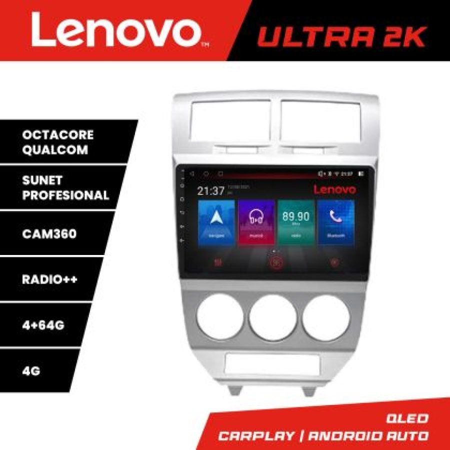 Navigatie Dodge Caliber 2006-2010 Lenovo Kit-caliber-06 8 core QLED Qualcomm 4+64 360 Android Waze USB Navigatie Internet Youtube Radio - imagine 3