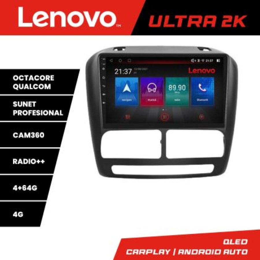 Navigatie Fiat Doblo 2010-2017 si Opel Combo 2010-2017 8 core QLED Qualcomm 4+64 360 Quad Core Android Waze USB Navigatie Internet Youtube v1 Lenovo - imagine 3