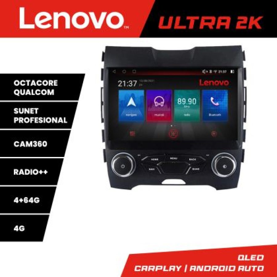 Navigatie Ford Edge 2015-2021 midline Lenovo Kit-edge-mid 8 core QLED Qualcomm 4+64 360 Android Waze USB Navigatie Internet Youtube Radio - imagine 3