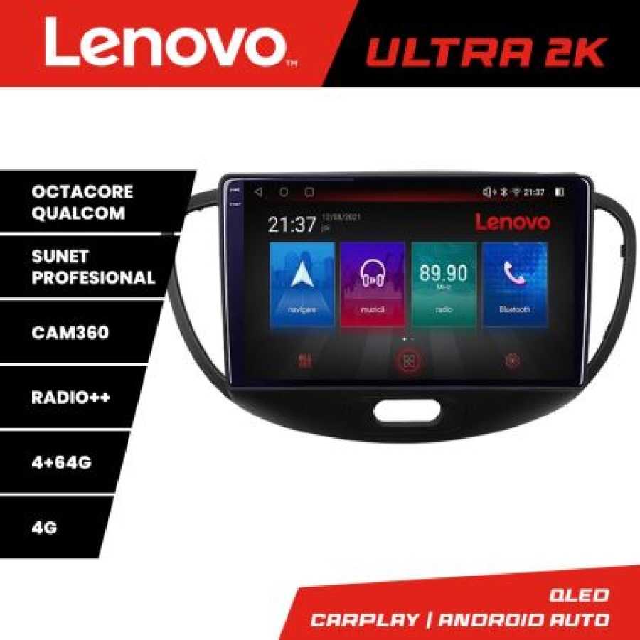 Navigatie Hyundai I10 2007-2013 Android radio gps internet 8 core QLED Qualcomm 4+64 360 Lenovo - imagine 3