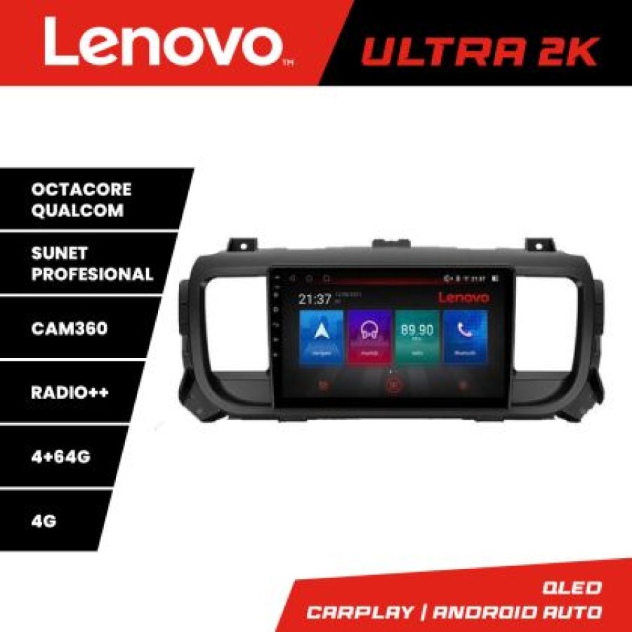 Navigatie Citroen Jumpy Toyota Proace Peugeot Traveller Lenovo Kit-jumpy16 8 core QLED Qualcomm 4+64 360 Android Waze USB Navigatie Internet Youtube v2 - imagine 3