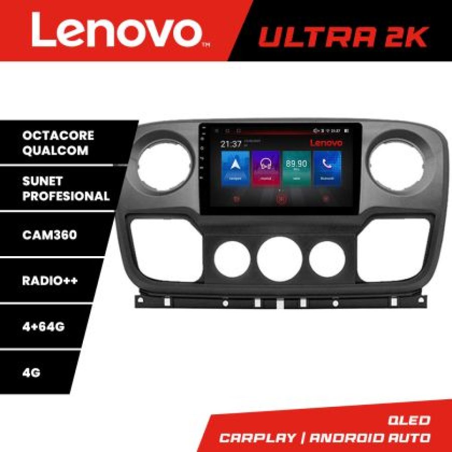 Navigatie Opel Movano, Renault Master 2010-2021 Android radio gps internet 8 core QLED Qualcomm 4+64 360GB 4-Core Lenovo - imagine 3