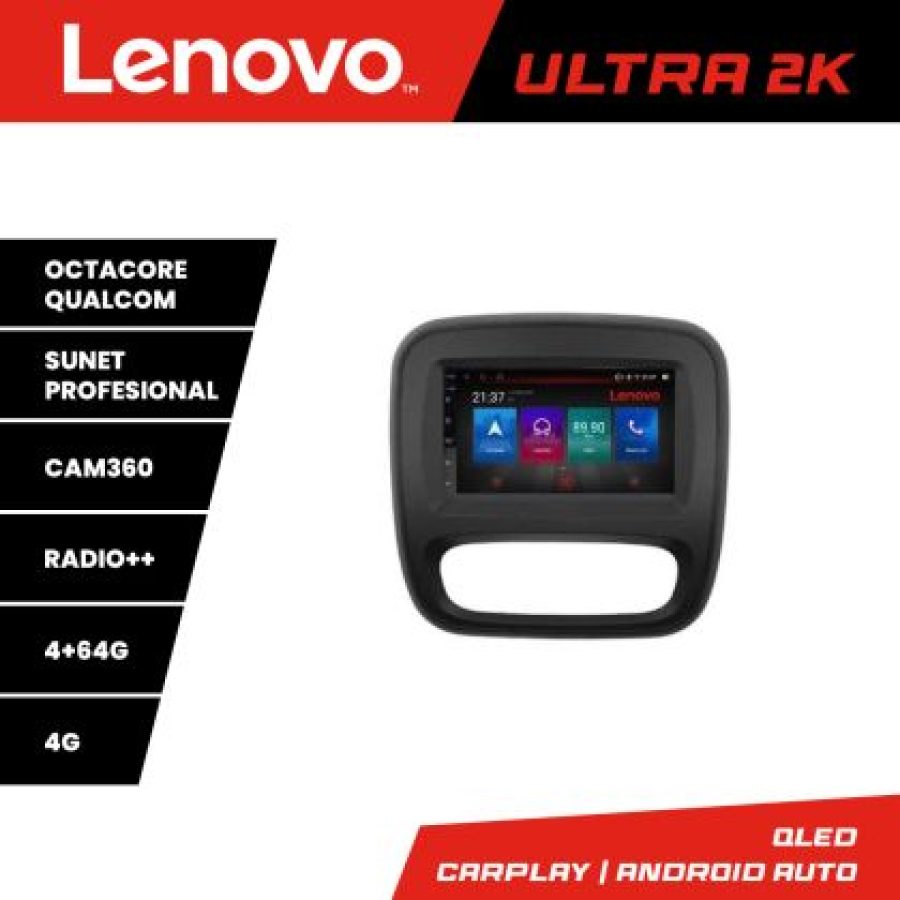Navigatie Renault Trafic 2014-2017 Lenovo Kit-rt09 8 core QLED Qualcomm 4+64 360 Android Waze USB Navigatie Internet Youtube Radio v1 - imagine 3