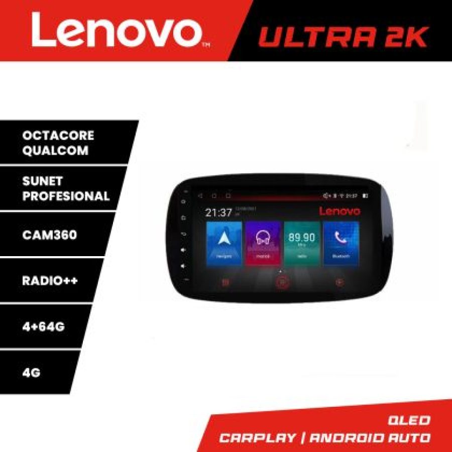 Navigatie Smart For Two 2015- Lenovo Kit-Smart15 8 core QLED Qualcomm 4+64 360 Android Waze USB Navigatie Internet Youtube Radio - imagine 3