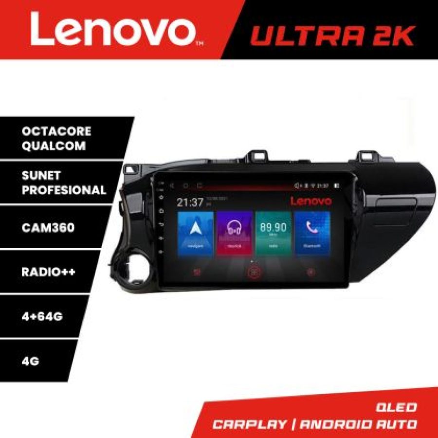 Navigatie Toyota Hilux 2016- Lenovo Kit-TY59 8 core QLED Qualcomm 4+64 360 Android Waze USB Navigatie Internet Youtube Radio - imagine 3