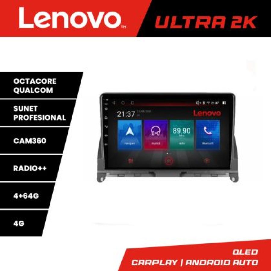 Navigatie Mercedes W204 2008-2012 Lenovo Kit-W204 8 core QLED Qualcomm 4+64 360 Android Waze USB Navigatie Internet Youtube Radio - imagine 3