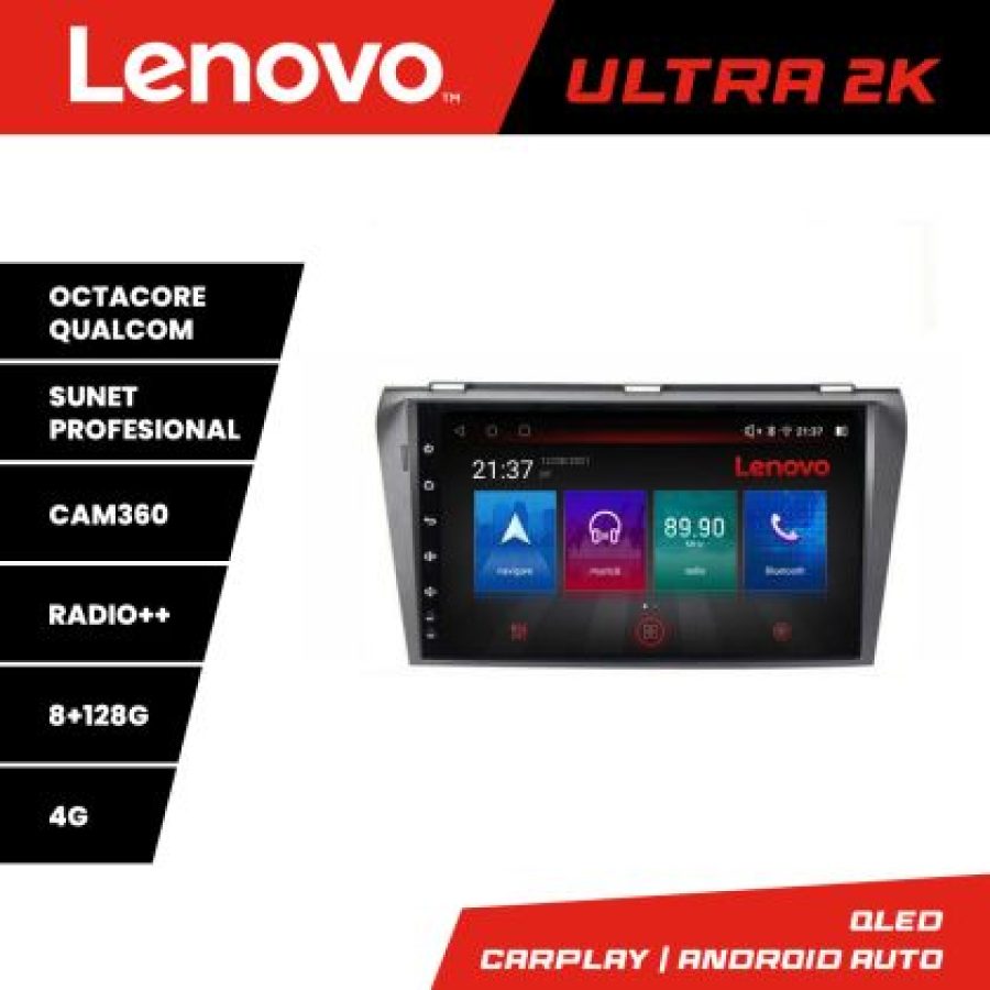 Navigatie Mazda 3 2004-2009 M-161 Octa Core Android Radio Bluetooth GPS WIFI/4G DSP 2K 8+128GB 360 Toslink - imagine 3