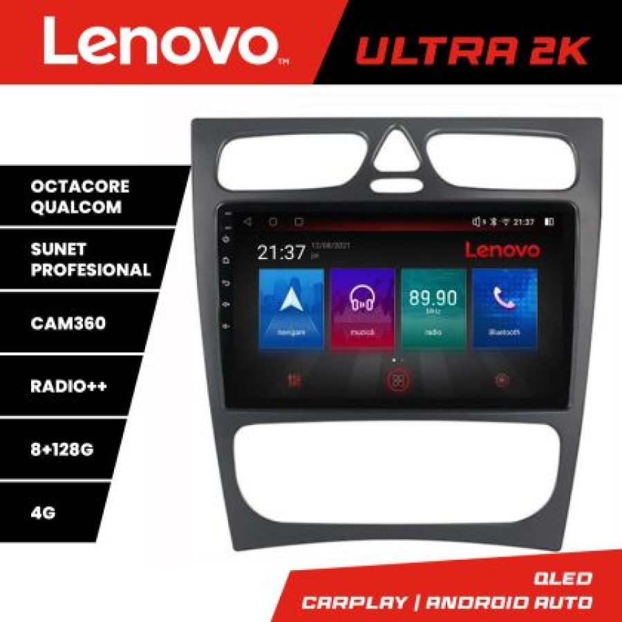 Navigatie Mercedes C W203 2000-2004 M-clk Octa Core Android Radio Bluetooth GPS WIFI/4G DSP 2K 8+128GB 360 Tosl - imagine 3