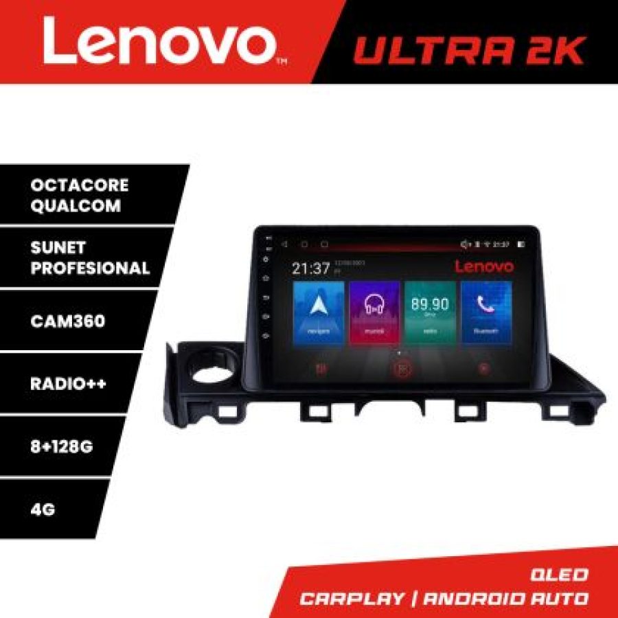 Navigatie Mazda 6 2018-  Octa Core Android Radio Bluetooth GPS WIFI/4G DSP LENOVO 2K 8+128GB 360 Toslink - imagine 3