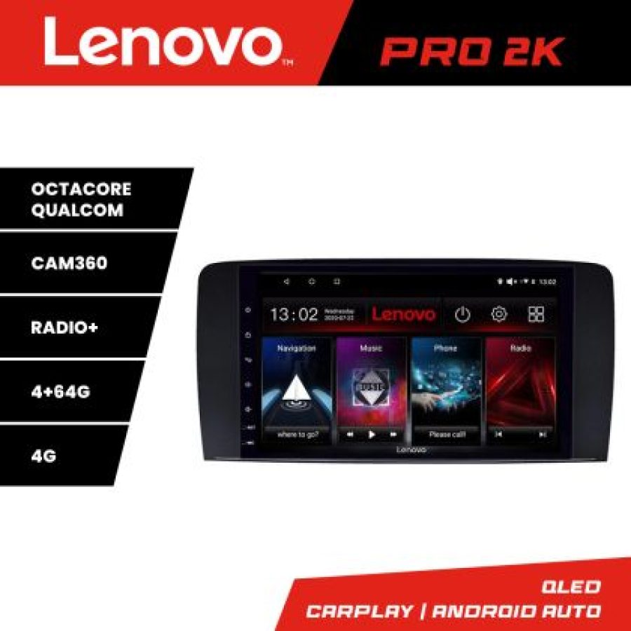 Navigatie Mercedes Clasa R Lenovo Kit-215 8 core QLED 2K 4+64 360 Android Waze USB Navigatie Internet Youtube Radio - imagine 4