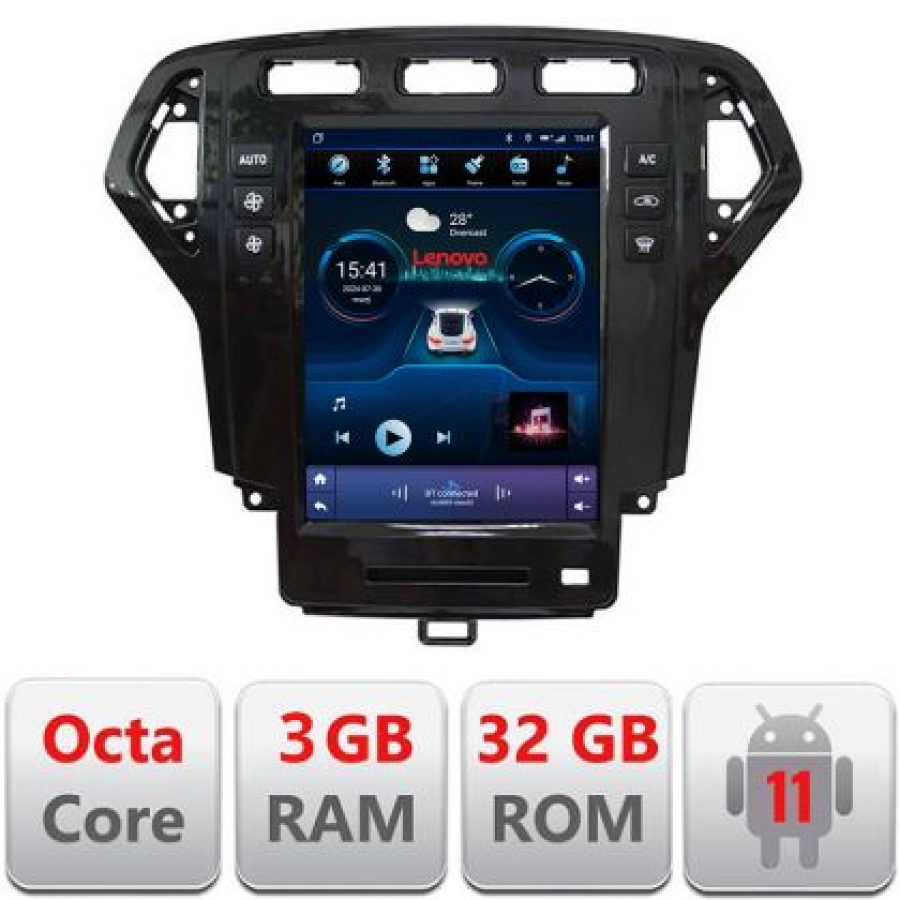 Navigatie Ford Mondeo 2007-2010 tip tesla radio gps internet 8 Core 3+32 4G carplay android auto  kit-tesla-mondeo-07+ED - imagine 3