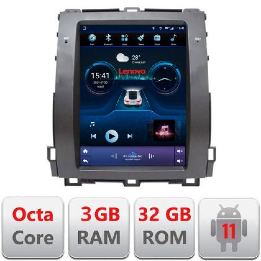 Navigatie Toyota Prado J120 high tip tesla radio gps internet 8 Core 3+32 4G carplay android auto  kit-tesla-456-high+ED v1 - imagine 3