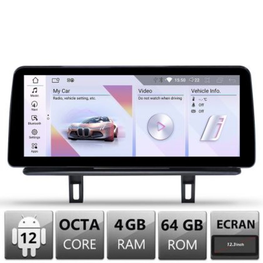 Navigatie dedicata Edotec BMW Seria 1 E87 2003-2008 masini cu ecran color CIC Android ecran 12.3" 4+64 4G BT - imagine 3