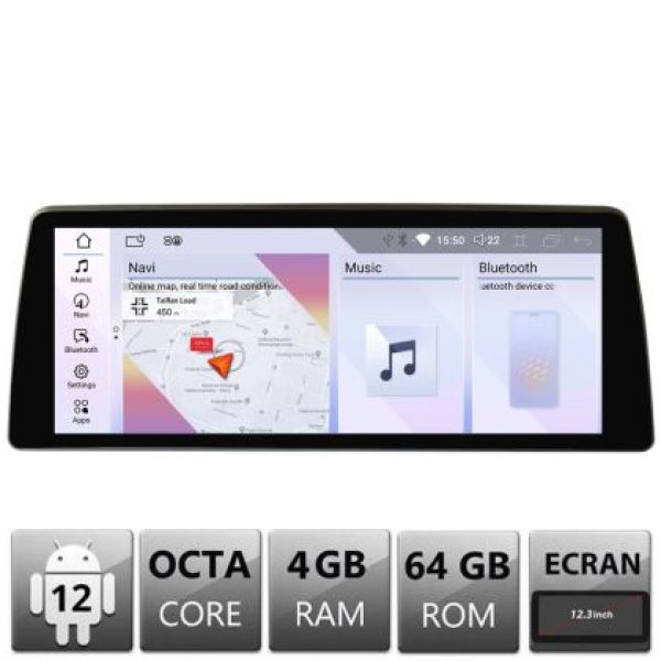 Navigatie dedicata Edotec BMW Seria 5 G30 masini cu EVO Android ecran 12.3" 4+64 4G BT
