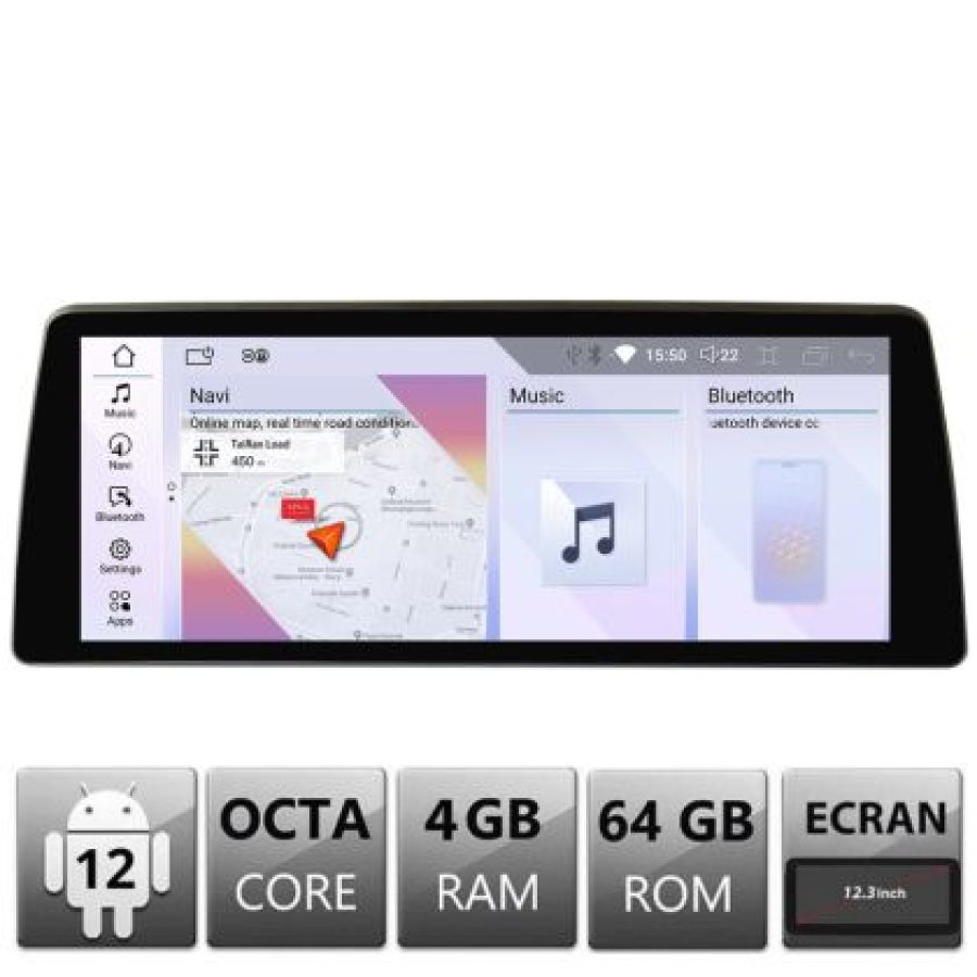 Navigatie BMW Seria 5 E60 2006-2012 cu ecran CIC Android ecran 12.3" 4+64 4G BT - imagine 3
