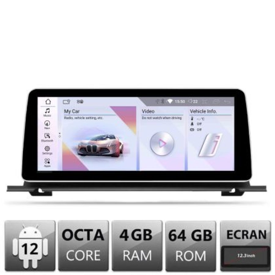 Navigatie BMW Seria 5 F07 GT 2010-2011 cu ecran CIC Android ecran 12.3" 4+64 4G BT - imagine 3