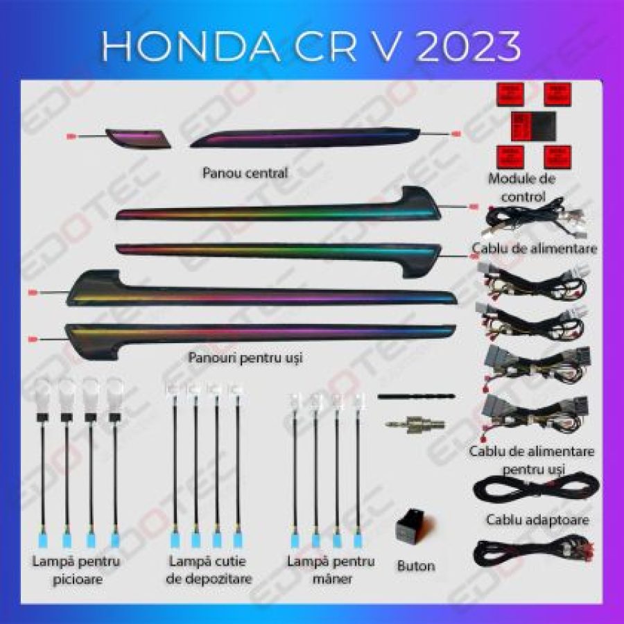 Lumini ambientale Honda CRV 2023 set complet control telefon sau sistem original - imagine 2