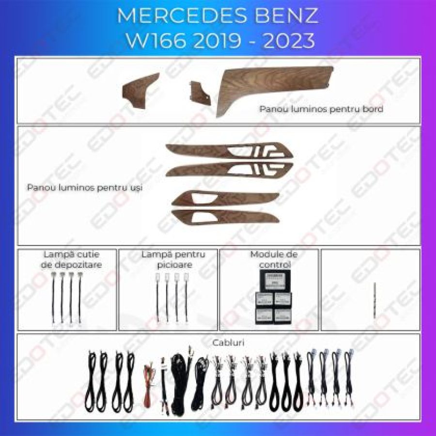 Lumini Ambientale trimuri lemn Mercedes GLE GLS W166 control pe sistemul original sau telefon - imagine 4