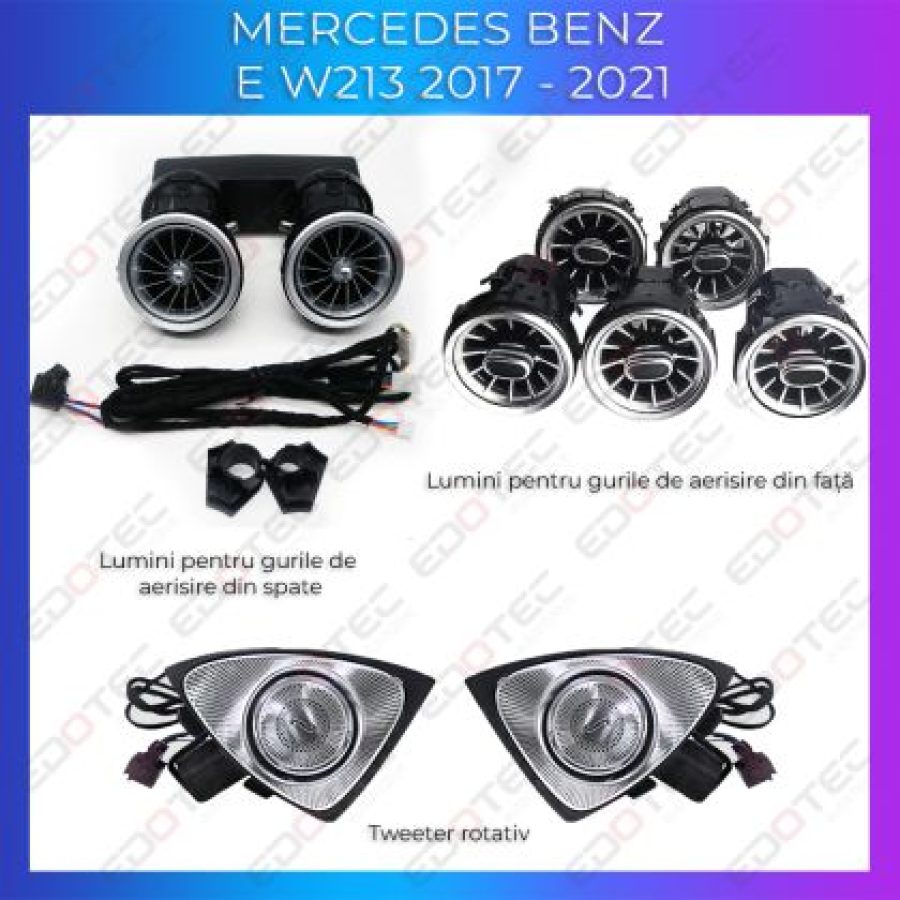 Lumini ambientale Mercedes W213-02+03+04 2017-2021 dedicat ventilatoare iluminate control telefon sau sistem original - imagine 3