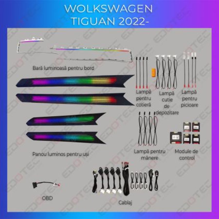 Lumini ambientale VW Tiguan 2022-2023 trimuri control telefon sau sistem original - imagine 3
