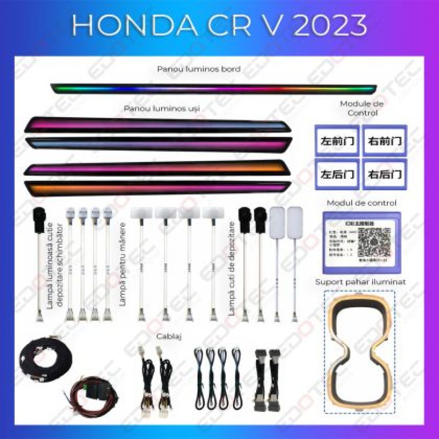 Lumini ambientale Honda CRV 2023 set complet control telefon sau sistem original - imagine 4