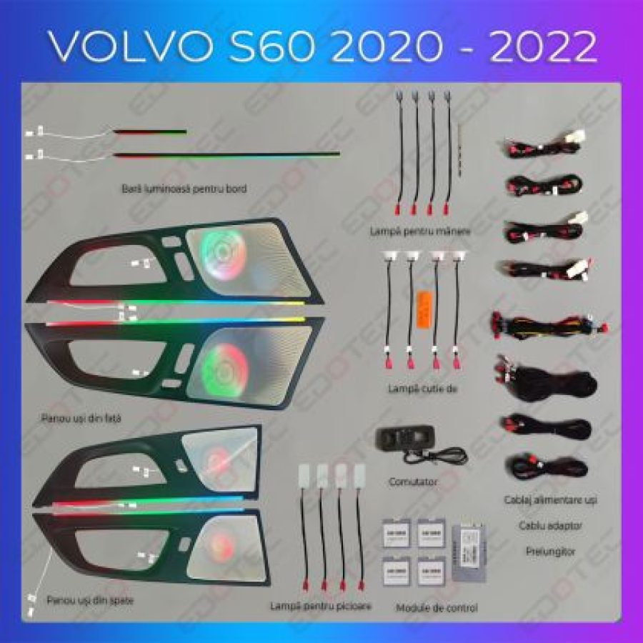 Lumini ambientale Volvo S60 2020-2022 set complet control telefon sau sistem original - imagine 3