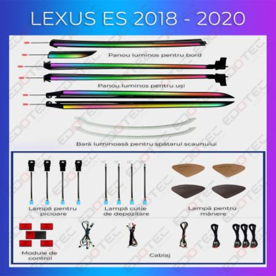Lumini ambientale Lexus ES 2018-2020 set complet control telefon sau sistem original - imagine 4