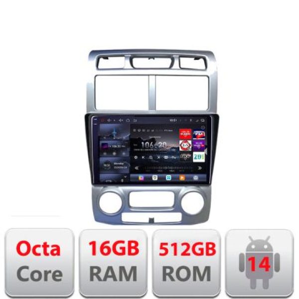 Navigatie Kia Sportage 2005-2007 Lenovo Kit-0023 8 core QLED 2K 16+512 360 Android Waze USB Navigatie Internet Youtube Radio