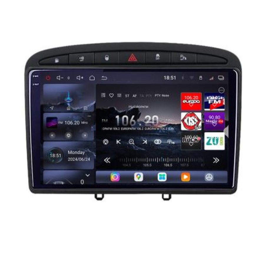 Navigatie Peugeot 308 2007-2014  Lenovo Kit-038 8 core QLED 2K 16+512 360 Android Waze USB Navigatie Internet Youtube Radio - imagine 2