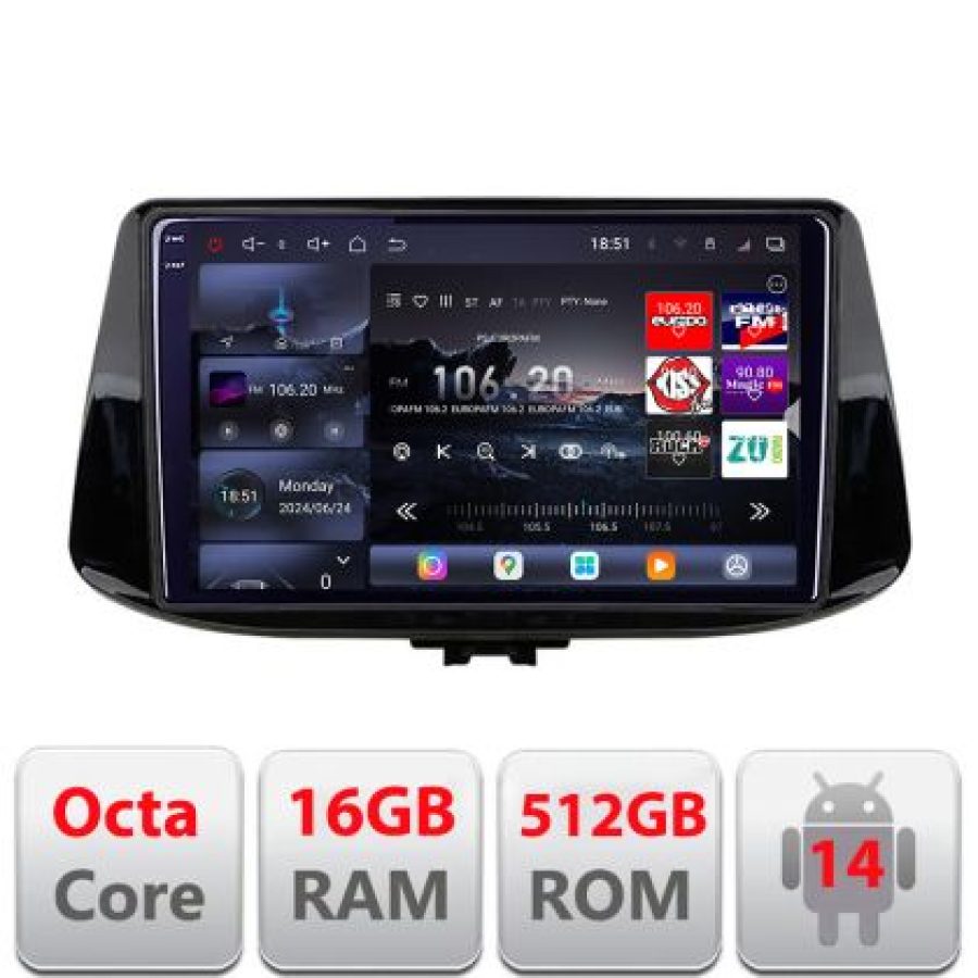 Navigatie Hyundai I30 2017- Lenovo Kit-1041 8 core QLED 2K 16+512 360 Android Waze USB Navigatie Internet Youtube Radio