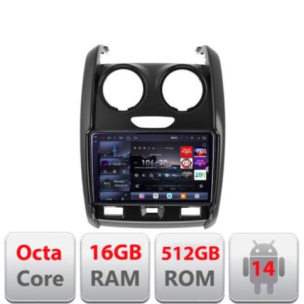 Navigatie Dacia Duster 2012-2019 Lenovo Kit-157 8 core QLED 2K 16+512 360 Android Waze USB Navigatie Internet Youtube Radio