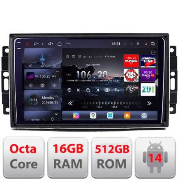 Navigatie Chrysler Jeep Lenovo Kit-202 8 core QLED 2K 16+512 360 Android Waze USB Navigatie Internet Youtube Radio v1