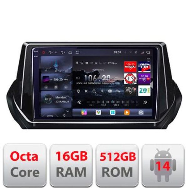 Navigatie Peugeot 2008 2020- Android radio gps internet 8 core QLED 2K 16+512 360 Lenovo