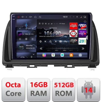 Navigatie Mazda CX-5 2012-2016 Lenovo Kit-212  cu Android Internet Bluetooth Radio GPS WIFI 8 core QLED 2K 16+512 360GB
